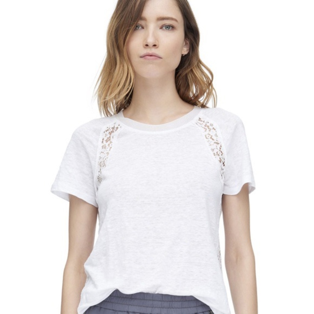 Rebecca Taylor • Sea Salt Linen Lace Tee